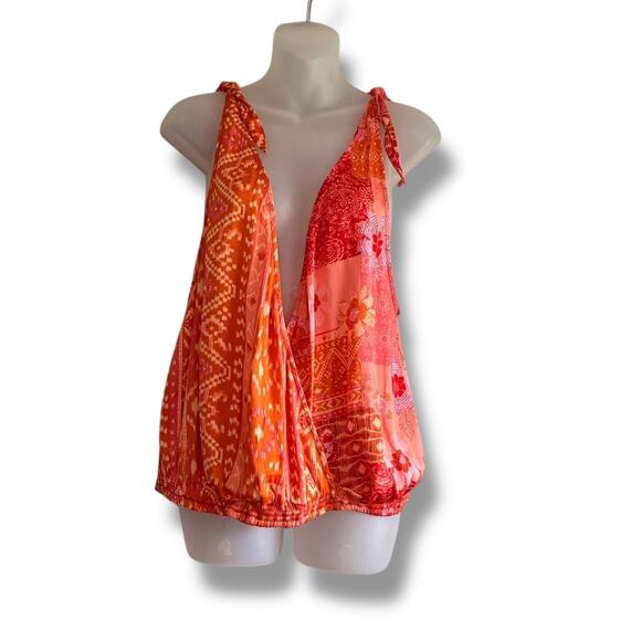 Free People Tied To You Tank Top in Lemonade color combo NEW - Picture 2 of 9